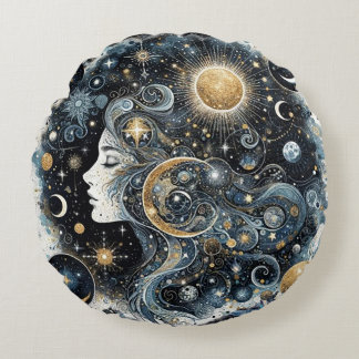 Celestial Round Throw Pillow