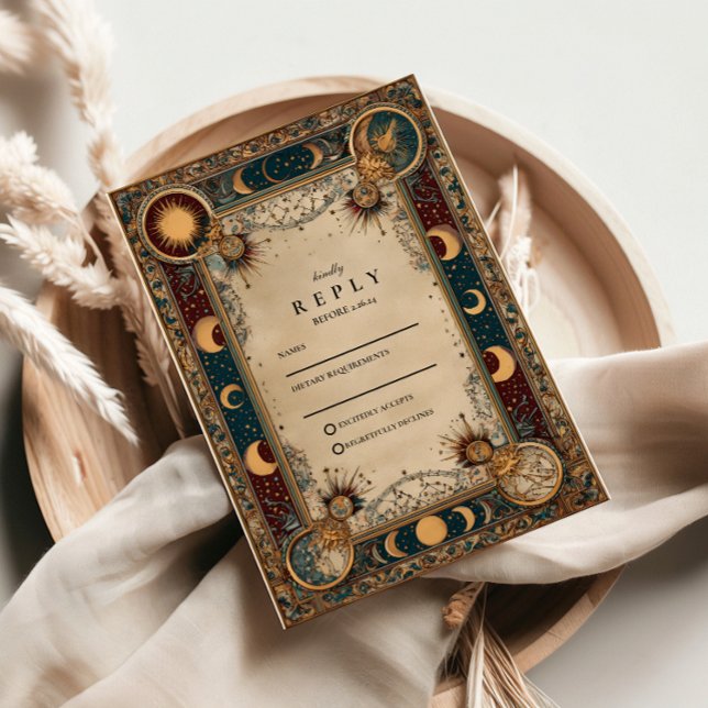 Celestial Royal Baroque Wedding RSVP Card (Creator Uploaded)