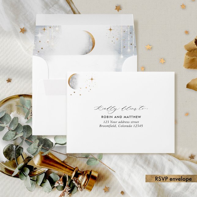 Celestial RSVP with Return Address ElegantEnvelope Envelope (Creator Uploaded)