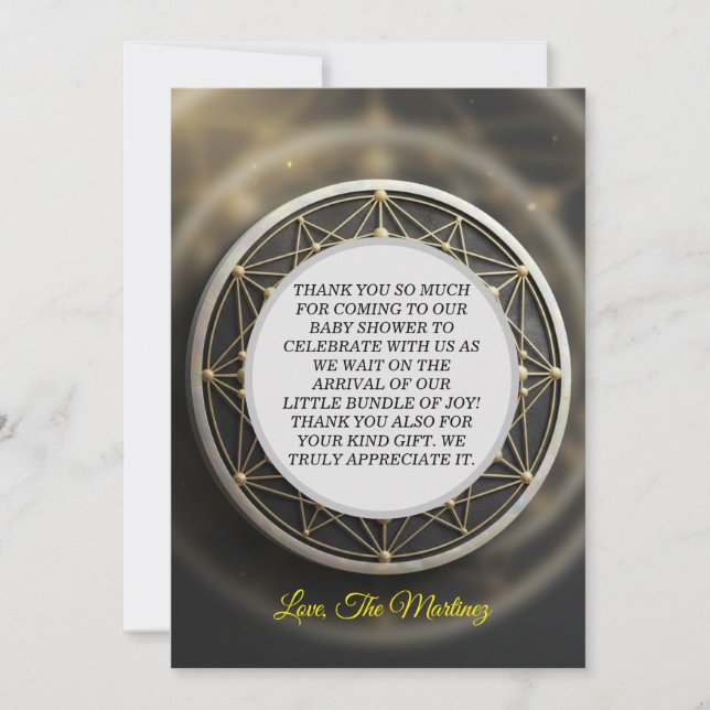 Celestial Sacred Geometry Thank You Card Gold Mand (Front)