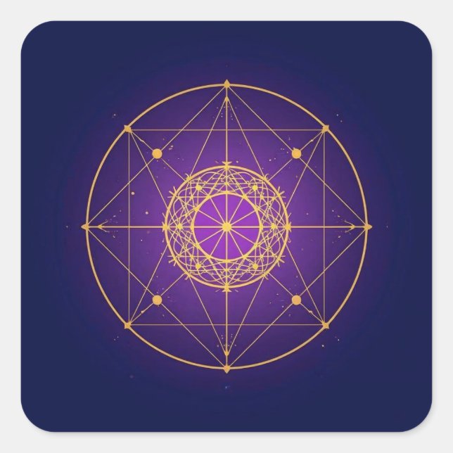 Celestial Sacred Mandala – Mystic Geometry Square Sticker (Front)