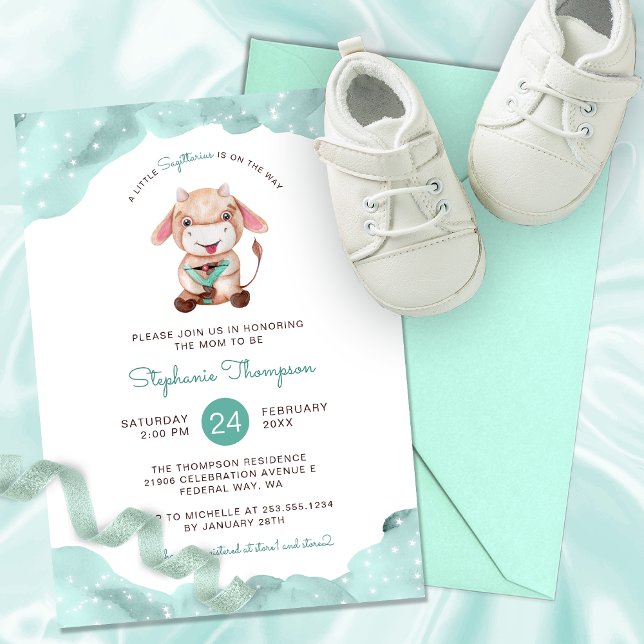 Celestial Sagittarius Astrology Sign Baby Shower Invitation (Celestial Sagittarius Astrology Sign Baby Shower Invitation)