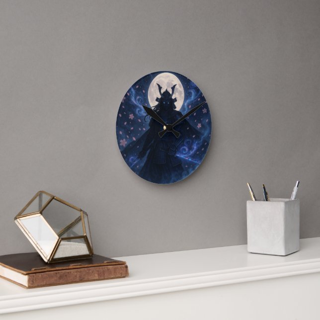 Celestial Samurai Cloak Dark Fantasy Anime Warrior Round Clock (Office)