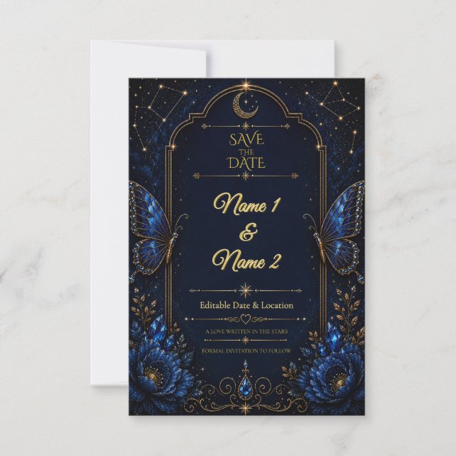 Celestial Sapphire Save the Date Invitation (Front)