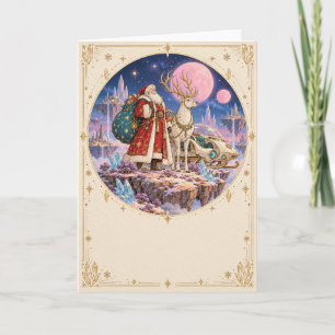 Celestial Sci-Fi Santa and Reindeer Fantasy Christ Holiday Card