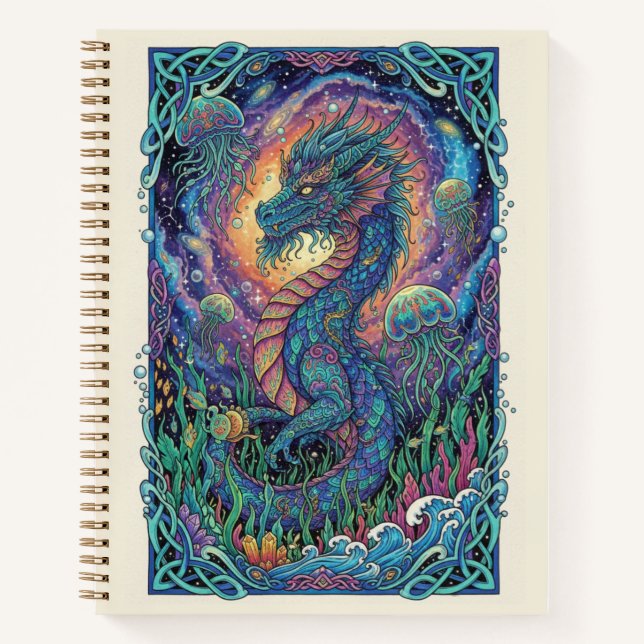 Celestial Sea Dragon Aquatic Zen tangle Journal (Devant)