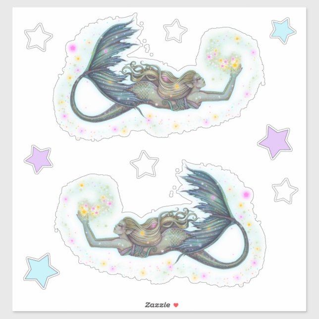 Celestial Sea Mermaid Stickers by Molly Harrison (Sheet)