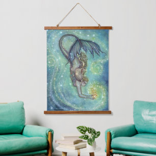 Celestial Sea Mermaid Wood Topped Wall Tapestry
