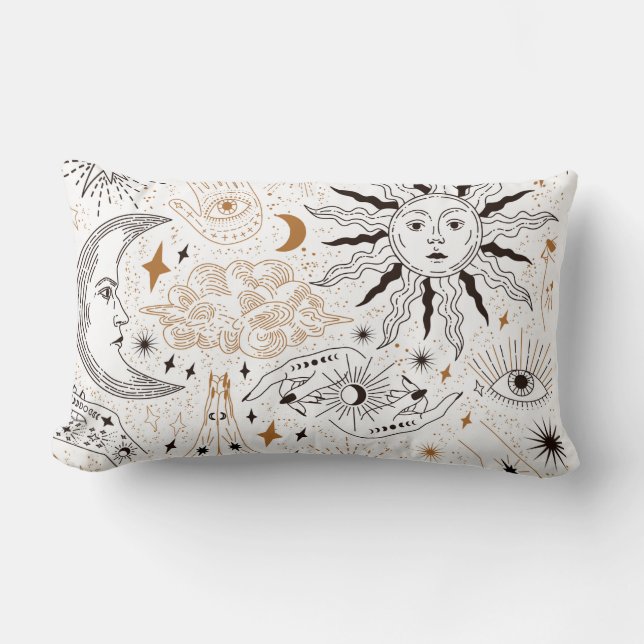 Celestial Seamless Magical Element Symbols Pattern Lumbar Pillow (Front)