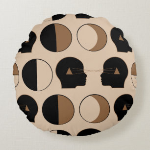 Celestial Seamless Pattern Design with Human Energ Round Pillow