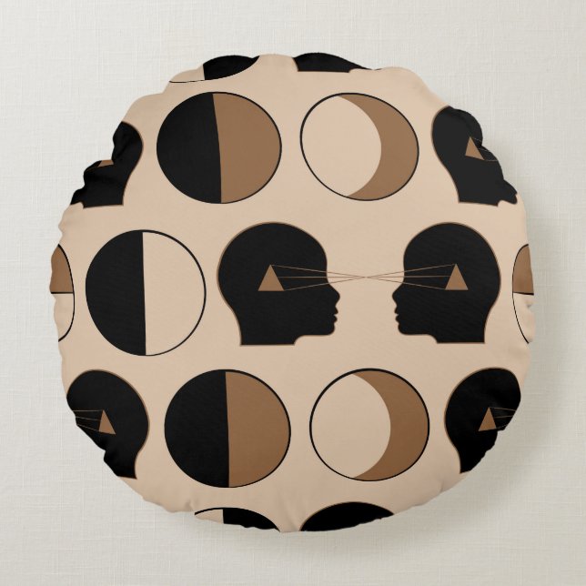 Celestial Seamless Pattern Design with Human Energ Round Pillow (Front)