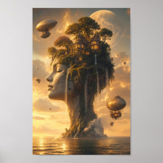 Celestial Sky-Island Sanctuary Art Poster