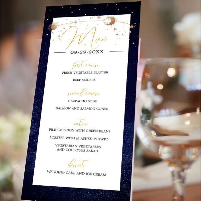 Celestial Sky Moon Stars Modern Elegant Wedding  Program (Creator Uploaded)