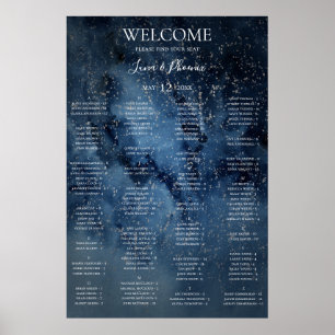 Celestial Sky   Silver Alphabetical Seating Chart