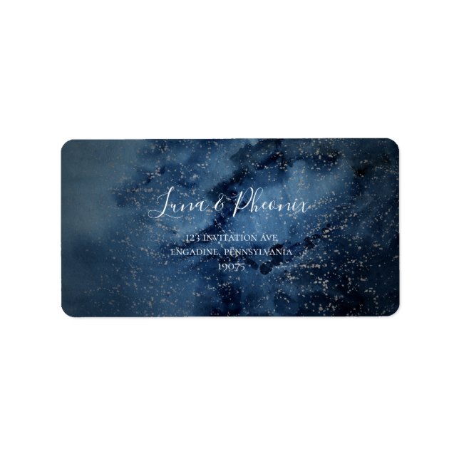 Celestial Sky | Silver Wedding RSVP Address Labels (Front)