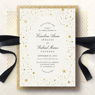Celestial Sky Stars Wedding Foil Invitation
