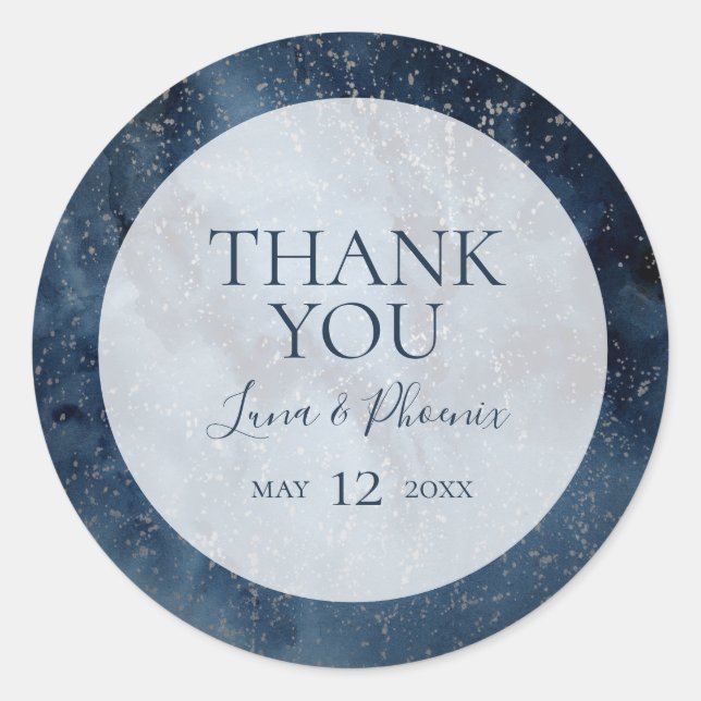 Celestial Sky With Frame Thank You Favour Sticker (Front)