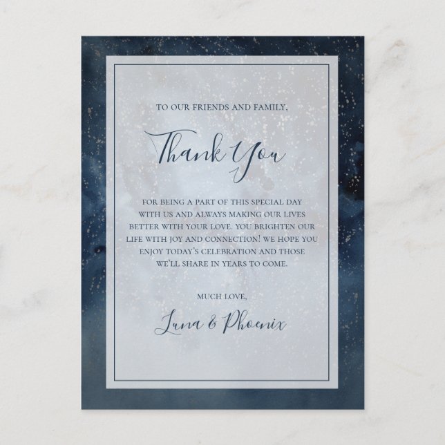Celestial Sky With Frame Thank You Reception Card (Front)