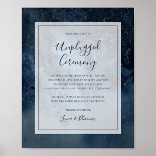 Celestial Sky With Frame Unplugged Ceremony Sign