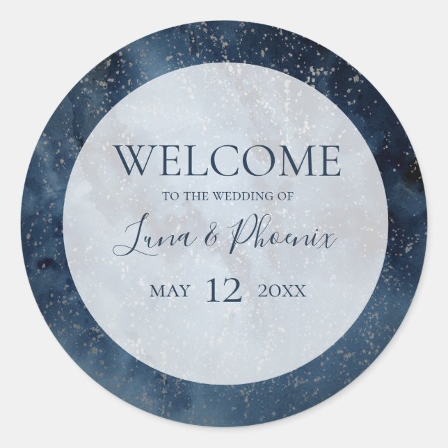 Celestial Sky With Frame Wedding Welcome Sticker  (Front)