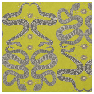 celestial snakes chartreuse fabric