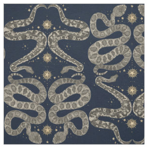 celestial snakes indigo fabric