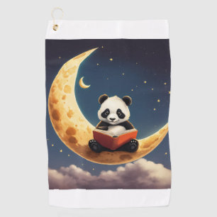 Celestial Snooze: Sleepy Moon Sticker Tee Golf Towel