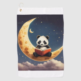 Celestial Snooze: Sleepy Moon Sticker Tee Golf Towel