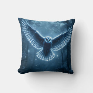 Celestial Snow Owl & Emerald Paradise Waterfall Throw Pillow