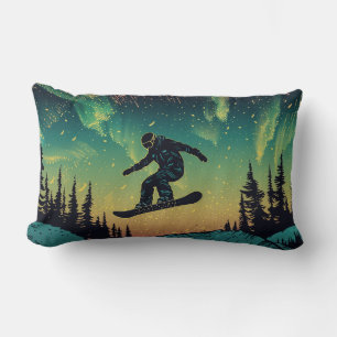 Celestial Snowboarder Throw Pillow