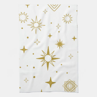 Celestial Soft Kitchen Towel – Brown Star Pattern