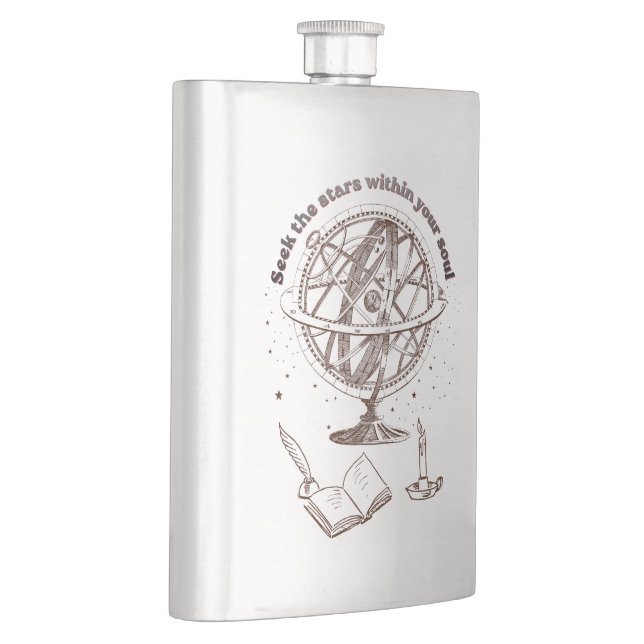 Celestial Soul Wisdom | Vintage Armillary Sphere  Hip Flask (Right)