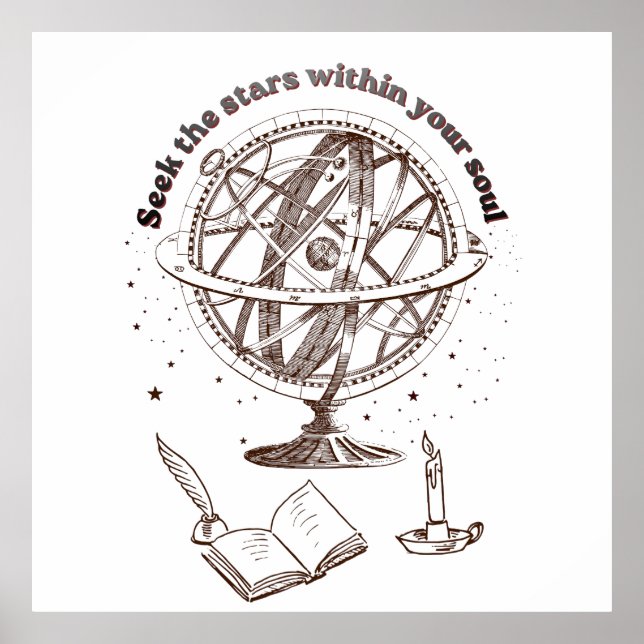 Celestial Soul Wisdom | Vintage Armillary Sphere  Poster (Front)