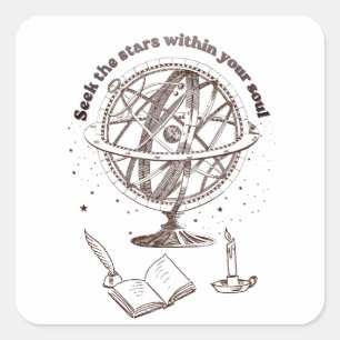 Celestial Soul Wisdom   Vintage Armillary Sphere  Square Sticker