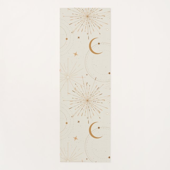 Celestial space light star moon universe fabrics yoga mat (Front)