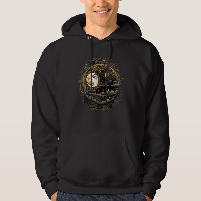 Celestial Space Sun Moon Boho Luna Solar Astronomy Hoodie (Front)