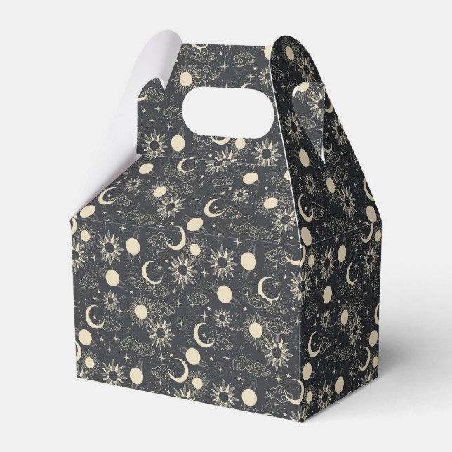 celestial space sun moon galaxy planet beige favor box (Front Side)