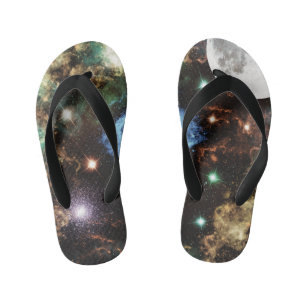Celestial Spiral Galaxy Nebula Cluster Stars Spark Kid's Flip Flops
