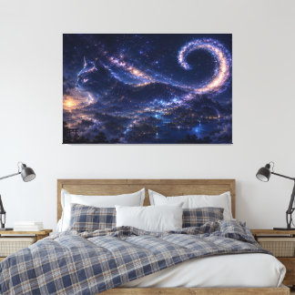 Celestial Spirit Cat Beneath the Galaxy Moon Canvas Print