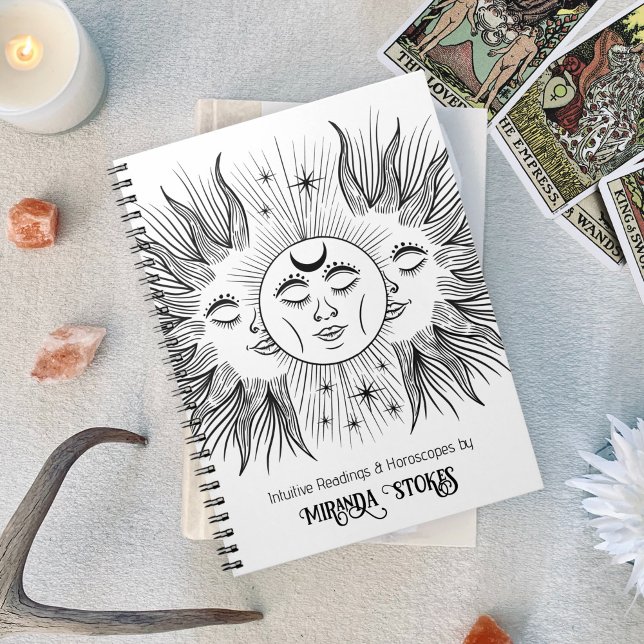 Celestial Spirit Sun & Moon Black & White Trendy Notebook (Celestial Spirit Sun & Moon Black & White Trendy Notebook)