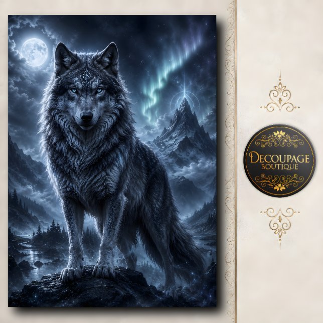 Celestial Spirit Wolf Decoupage Tissue Paper (Celestial Spirit Wolf Decoupage Tissue Paper)