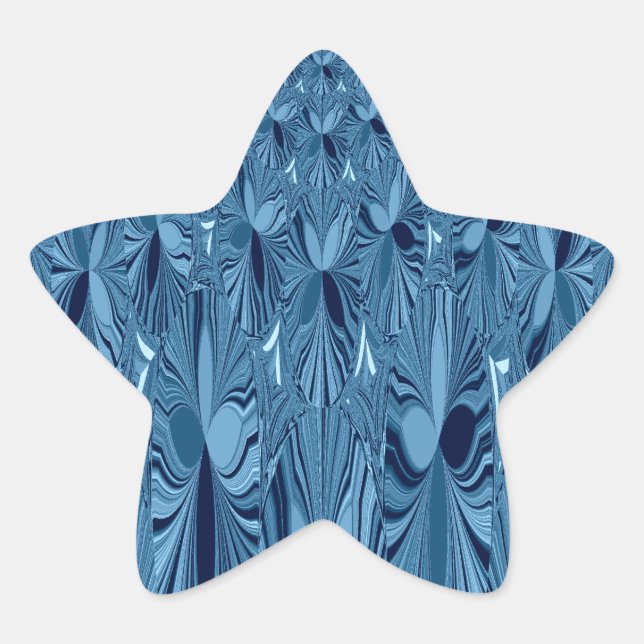 Celestial Splendour: Iridescent Blue Rose Design Star Sticker (Front)