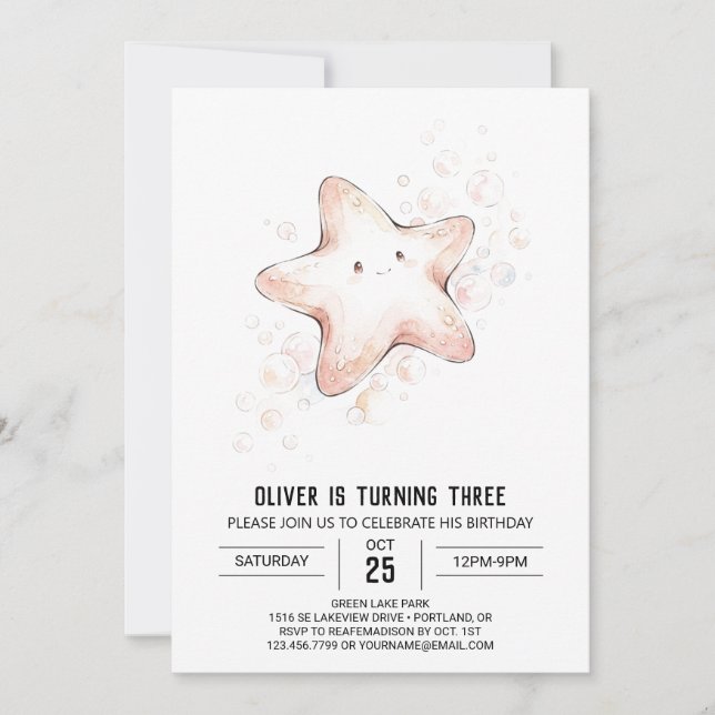 Celestial Star Birthday Invitation (Front)