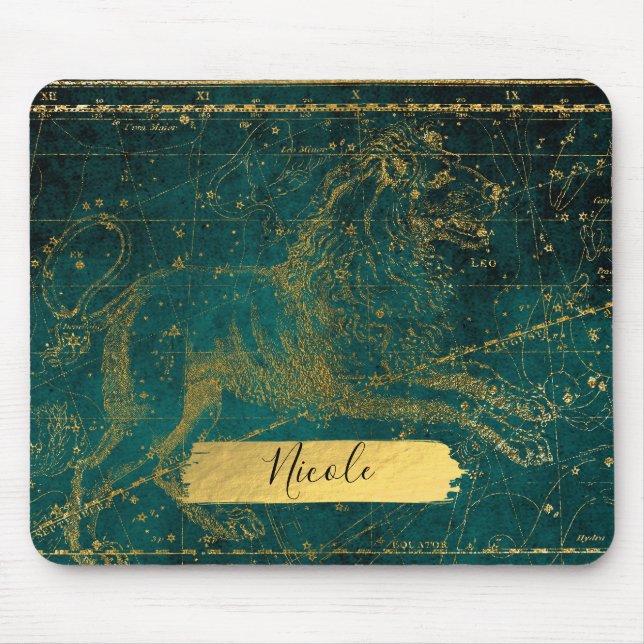 Celestial Star Map Astrological LEO Lion Green Mouse Pad (Front)
