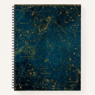 Celestial star map constellation blue gold galaxy notebook