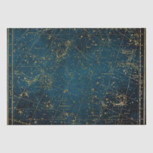 Celestial star map constellation blue gold galaxy  tissue paper