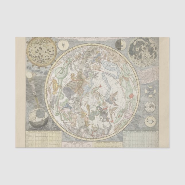 Celestial Star Map Zodiac Constellation I Tissue Paper (Front)