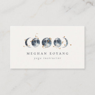 Celestial Starry Moon Phase   Navy Blue Business C Business Card