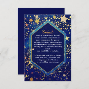 Celestial starry night blue wedding details enclosure card