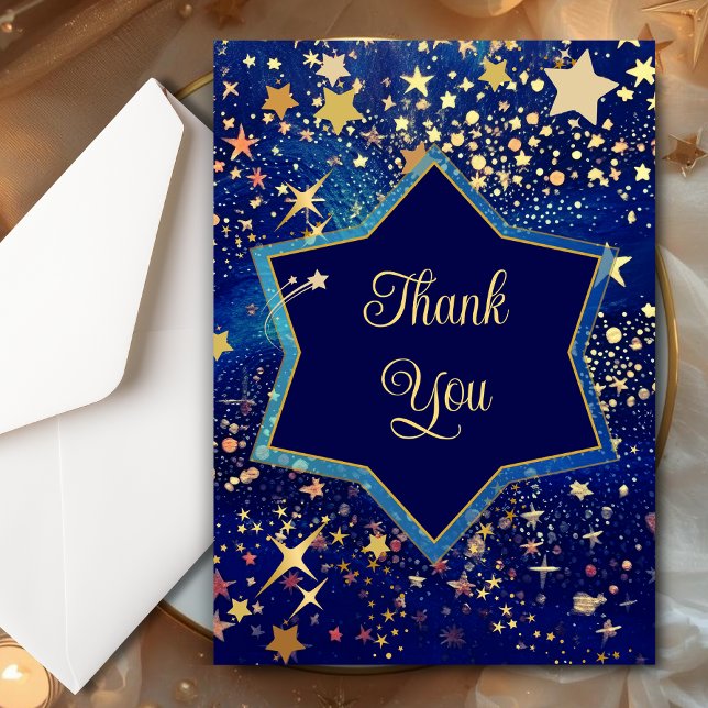 Celestial starry night blue wedding thank you card (Creator Uploaded)
